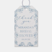 Blauwe bloem Chinoiserie Bruidscadeau-labels Cadeaulabel (Voorkant)