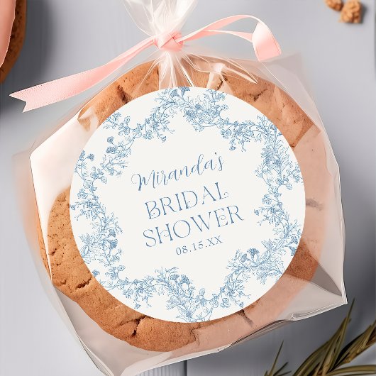 Blauwe bloem Chinoiserie Bruiloft Sticker