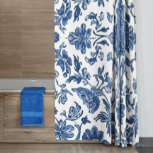 Blauwe Bloem Chinoiserie Witte Waterverf