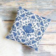 Blauwe Bloem Chinoiserie Witte Waterverf
