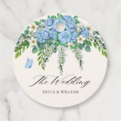 Blauwe bloem decoratie bedankjes labels (Voorkant)