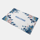 blauwe bloem deurmat (Schuin)