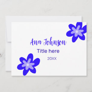 Blauwe bloem doodle naam titel jaar 20XX beroep Kaart