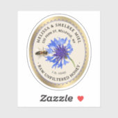 Blauwe bloem en Bee Waterdicht Label Gold Border (Vel)