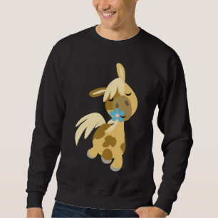 Blauwe bloem en Pony T-shirt