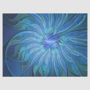 Blauwe Bloem Fantasie Patroon, Abstracte Fractale Tissuepapier