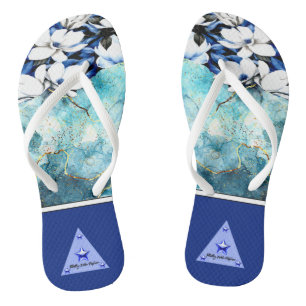 Blauwe Bloem Flip Flops