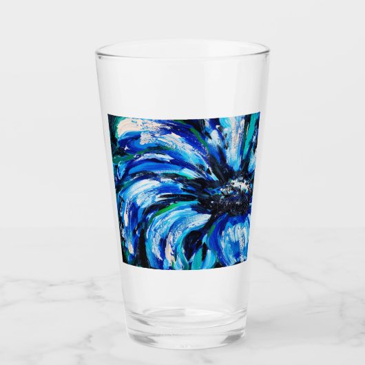 Blauwe bloem glas (Voorkant)