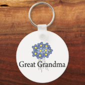 Blauwe Bloem Grote Grootma T-shirt Sleutelhanger (Voorkant)