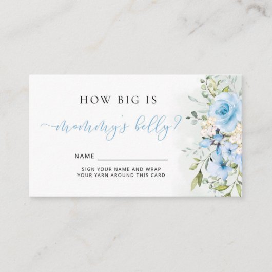 Blauwe bloem hoe groot is mama's buik informatiekaartje (Voorkant)