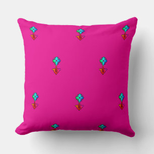 Blauwe Bloem Hot Pink Accent Bank Kussen