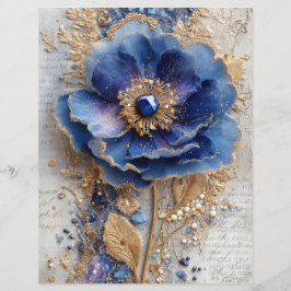 Blauwe Bloem Junk Journal Scrapbook Papier