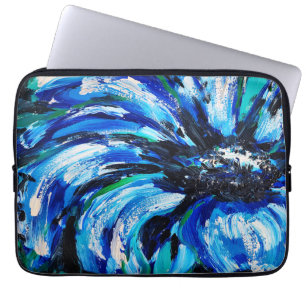 Blauwe bloem laptop sleeve