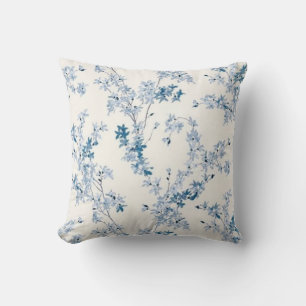 Blauwe bloem lente kussen