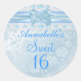 Blauwe Bloem & Lint Sweet 16 Sticker