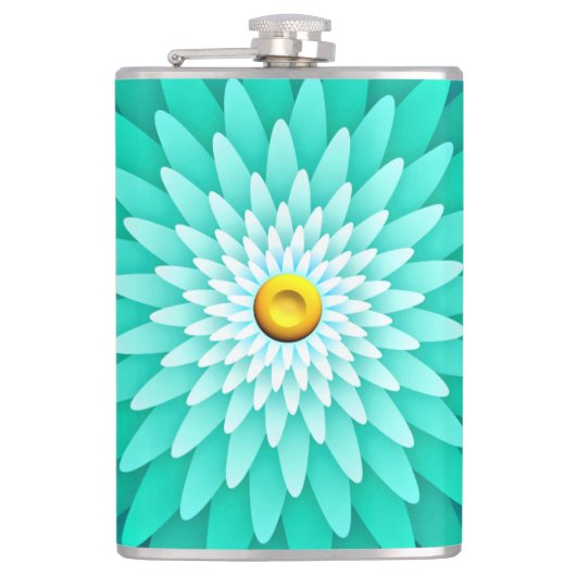 Blauwe bloem Mandala-68566 Heupfles (Voorkant)