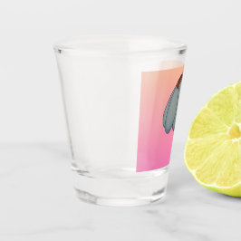 Blauwe bloem met roze achtergrond shot glas