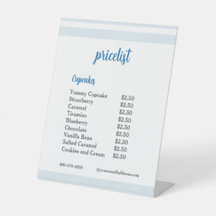 Blauwe Bloem Mixer Cupcake Prijslijst Reclamebord Met Voetstuk