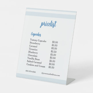  Blauwe Bloem Mixer Cupcake Prijslijst  Reclamebord Met Voetstuk
