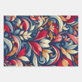 Blauwe Bloem Morris kunst Inpakpapier Vel (Voorkant)