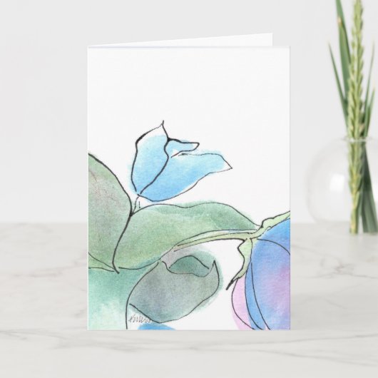 Blauwe Bloem Notecard Kaart (Voorkant)