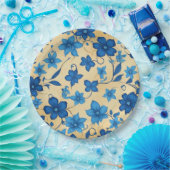 Blauwe bloem ontwerp papier bord (Feest)