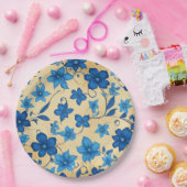 Blauwe bloem ontwerp papier bord (Feest)