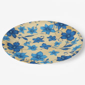 Blauwe bloem ontwerp papier bord (Gekanteld)