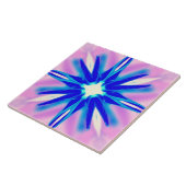 blauwe bloem op roze tegel tegeltje (Zijkant)