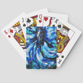 Blauwe bloem pokerkaarten