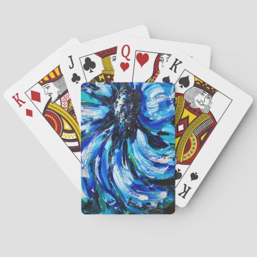 Blauwe bloem pokerkaarten (Achterkant)