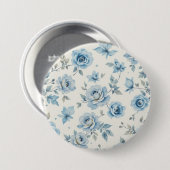 Blauwe bloem ronde button 7,6 cm (Voorkant /achterkant)
