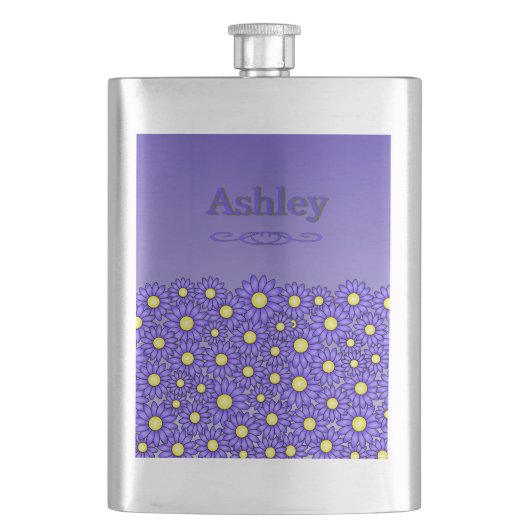 Blauwe Bloem RVS Fles Flacon (Voorkant)