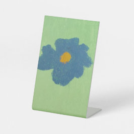 Blauwe Bloem Schilderij Reclamebord Met Voetstuk