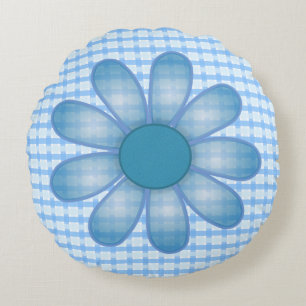Blauwe Bloem Screwball Graphics Rond Kussen