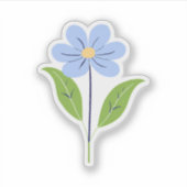 Blauwe  bloem sticker (Voorkant)