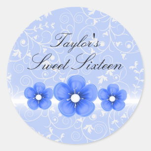 Blauwe Bloem Sweet16 Sticker