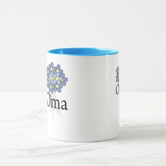 blauwe bloem T-shirt Mok (Midden)