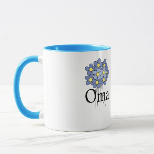  blauwe bloem T-shirt Mok (Links)