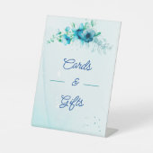 Blauwe Bloem Trouwkaarten en geschenken Reclamebord Met Voetstuk (Voorkant)