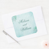 Blauwe bloem vierkante sticker (Envelop)