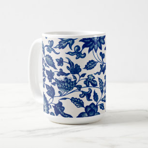 Blauwe Bloem Vintage Patroon Koffiemok