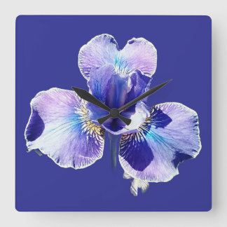 Blauwe Bloem Wandklok Vierkante Klok