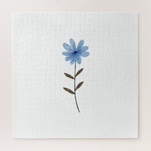 Blauwe Bloem Waterverf Elegante Bloemschilderkunst Legpuzzel