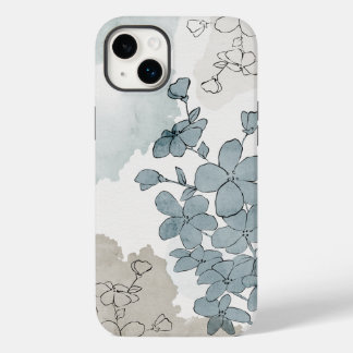 Blauwe bloem waterverf natuurlijke boho clean Case-Mate iPhone 14 plus hoesje