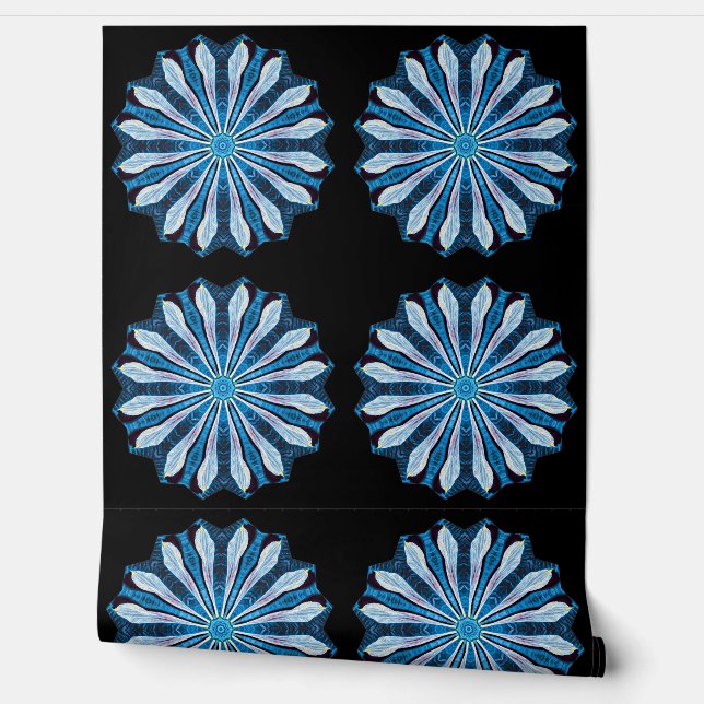 Blauwe bloemblaadjes 4 behang (Afrollen)