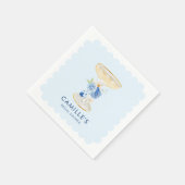 Blauwe Bloemblaadjes en Prosecco Bruidsfeest Servet (Hoek)