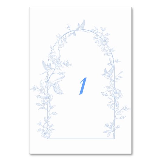 Blauwe Bloemboog ingelijst bruiloft Kaart (Voorkant)