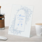 Blauwe Bloemboog omlijst Mimosa Bar Sign Reclamebord Met Voetstuk (Insitu)