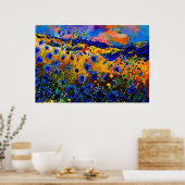 blauwe bloemen 0746 poster (Keuken)